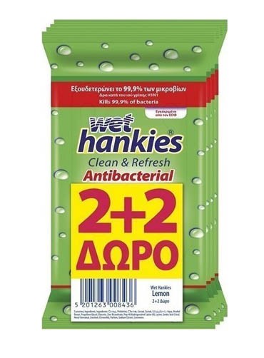 ΜΕΓΑ Wet Hankies Clean & Refresh Antibacterial Lemo 34